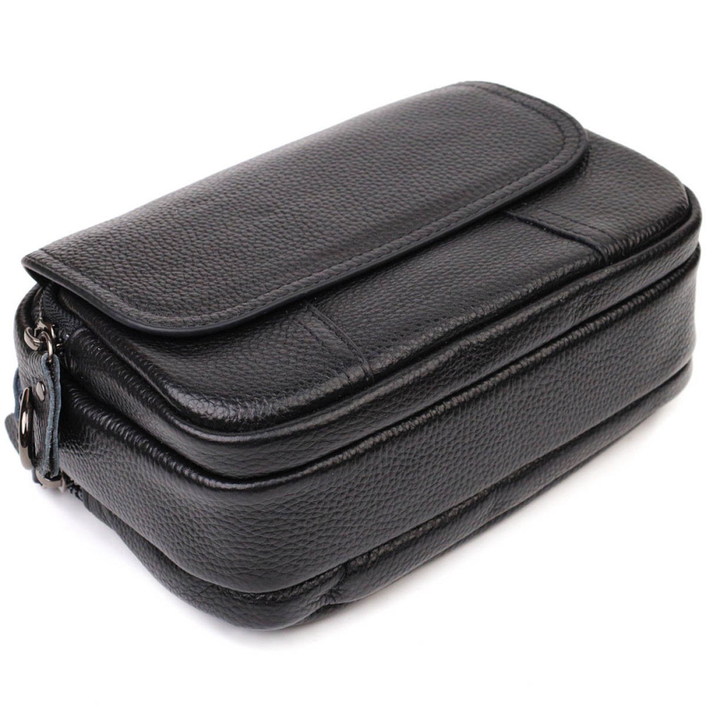 Каркасна сумка жіноча з натуральної шкіри 22083 Vintage Чорна Київ - фото 5