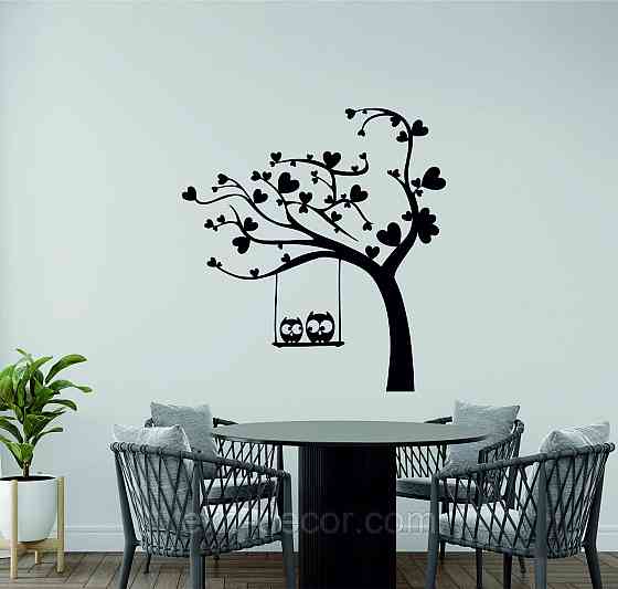 Декоративное настенное Панно «Совы на ветке», Декор на стену 90*66 см, Черный Киев