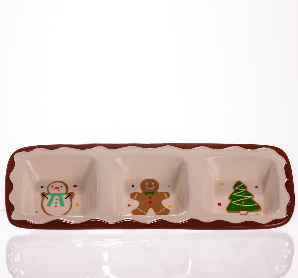 Менажниця порцелянова Merry Christmas на 3 секції 30×11×2.5 (см) прямокутна CR-1-41 Коломия - фото 4