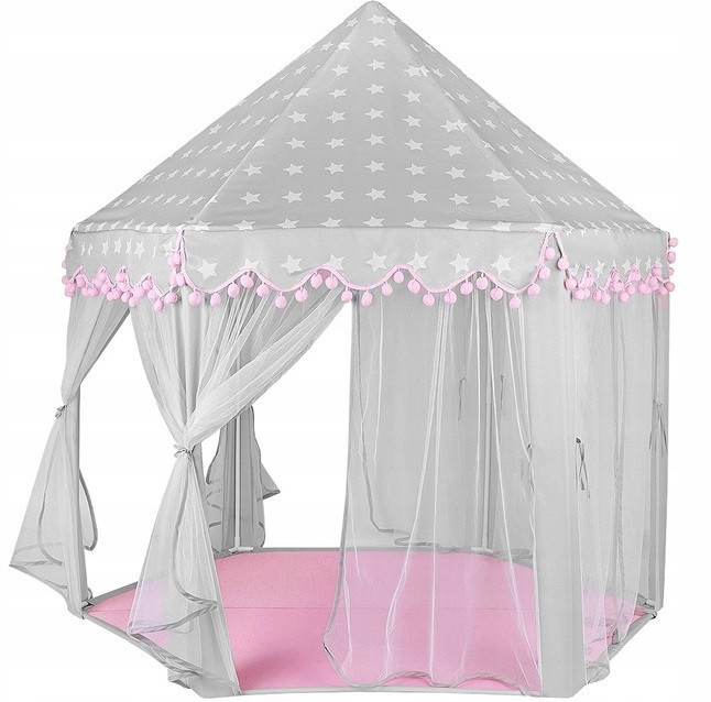Дитячий Намет - ігровий будиночок 6 входів з москітною сіткою Kruzzel (8772) Pink / Grey Нововолинськ - фото 4