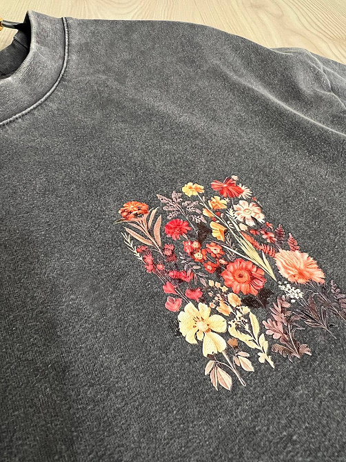Футболка женская A-N 27005 тай-дай вареная с цветочным принтом на спине, серый, one size Киев - изображение 9
