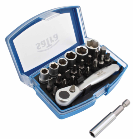 Набір біт і головок 24 одиниць із тріскачкою 1/4" SATRA S-R24BS Чернігів