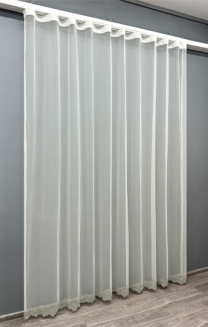 Тюль VR-Textil 1829т Грек-сетка с вышивкой и люрексом цвет Молочный с серым 280х270 см (40-176) Киев - изображение 3