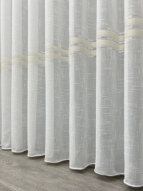 Тюль VR-Textil 2079т Мережка Льон Молочний з бежевим 300х250 см (42-1340) Київ - фото 8