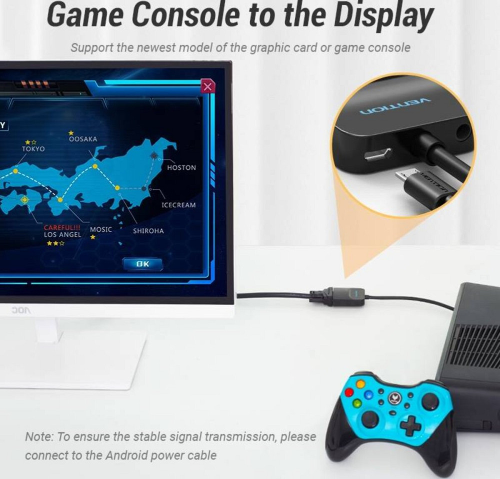 Адаптер Vention HDMI to VGA Converter with Female Micro USB and Audio Port 0.15M Black (42161) Київ - фото 3