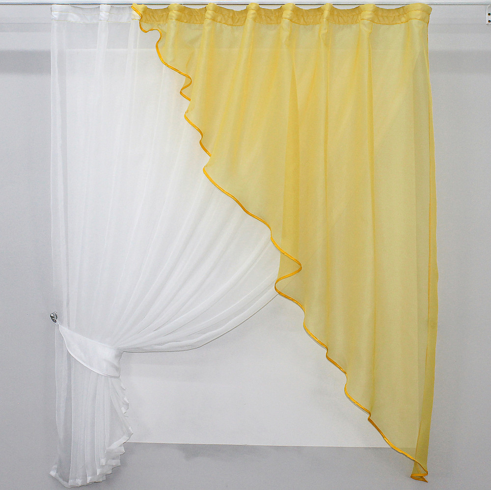 Кухонная занавеска VR-Textil № 069к желтый с белым 280х170 см (50-096) Киев - изображение 1