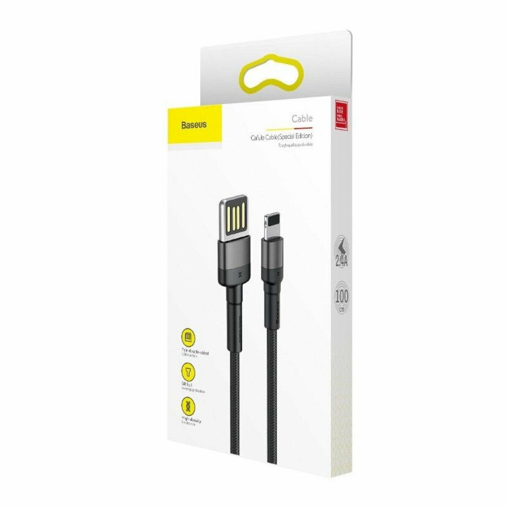 Кабель Baseus Cafule Cable USB для iPhone 1m, цвет серый+Black CALKLF-GG1 Одесса - изображение 5