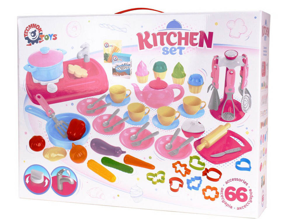 Набір ТехноК кухня з набором посуду Рожевий (7280) Чернігів - фото 3