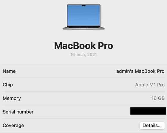 Ноутбук MacBook Pro 16" 2021 M1 Pro 16/512Gb. Space 97%.Ідеальний стан Київ