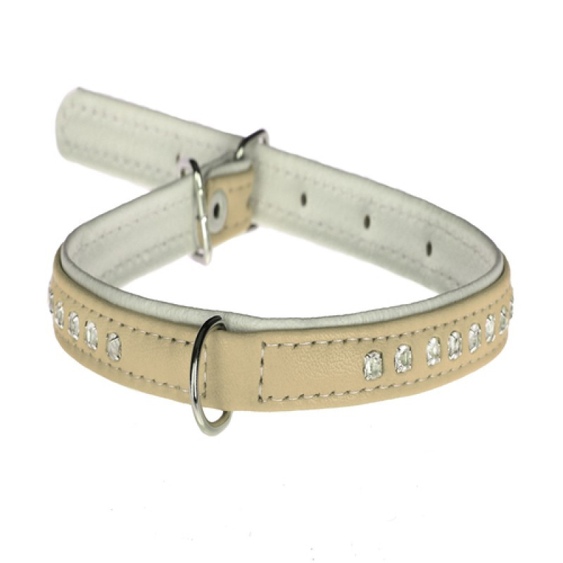 Нашийник 1344 12мм "Люкс" 2-х стор. прикрашений стразами Бежевий Вінниця - фото 1