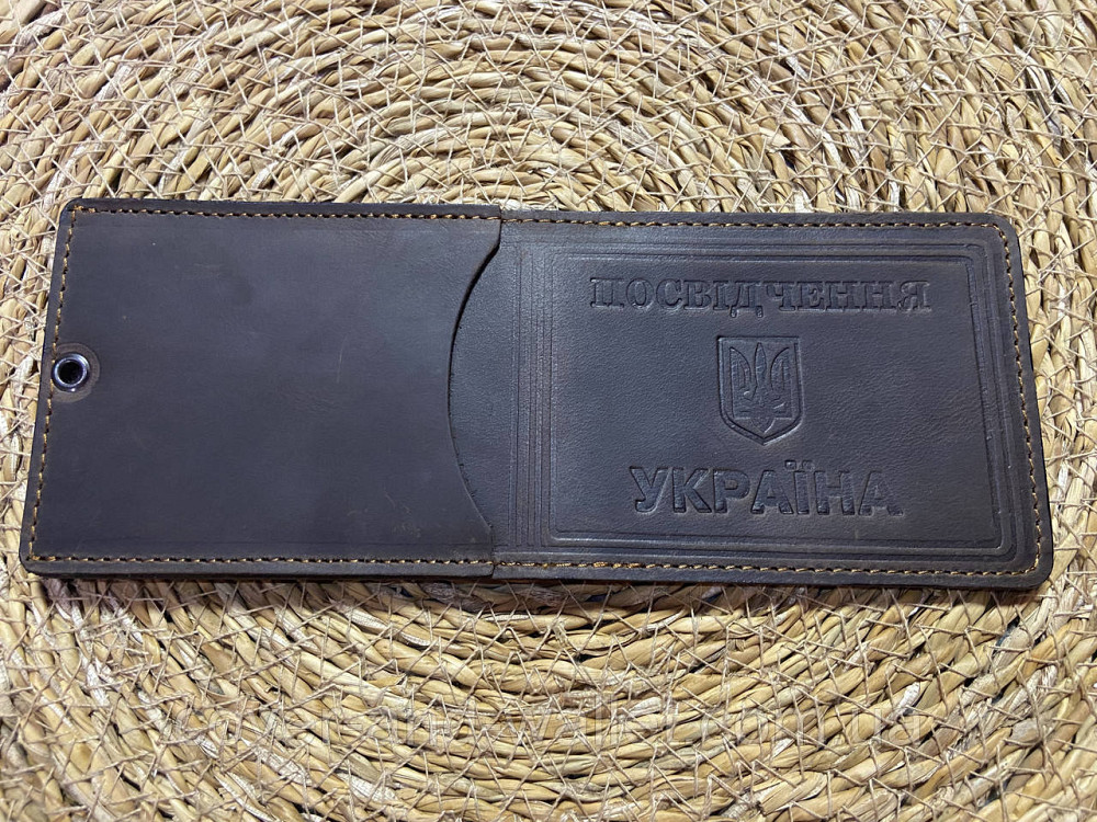 Універсальна обкладинка "Посвяченя Україна" з кишенею з натуральної шкіри Crazy Horse Коричневий Київ - фото 1