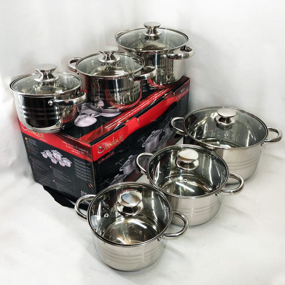 Набор кастрюль с антипригарным дном UNIQUE, Хорошие кастрюли, Набор кастрюль-сотейников AJ-70 Львов - изображение 2