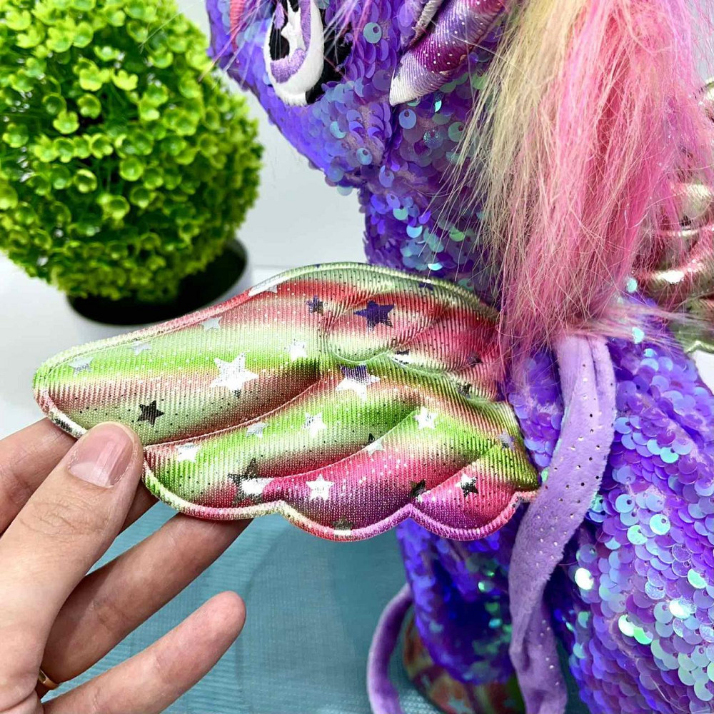 Іграшка м'яка інтерактивна Казкова конячка єдиноріг повідець звук світло Фіолетова (M 6203 I UA) Чернигов - изображение 4