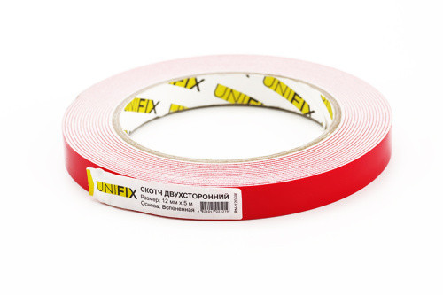 Стрічка клейка двостороння на спіненій основі 12 мм*5м біла UNIFIX Рівне - фото 1