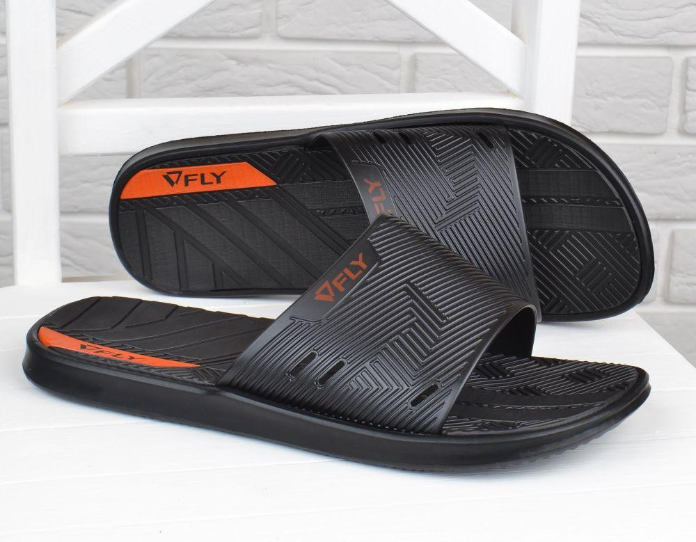 Шлепанцы мужские Fly Форсаж влагостойкие облегченные черные с оранжевым Киев - изображение 3