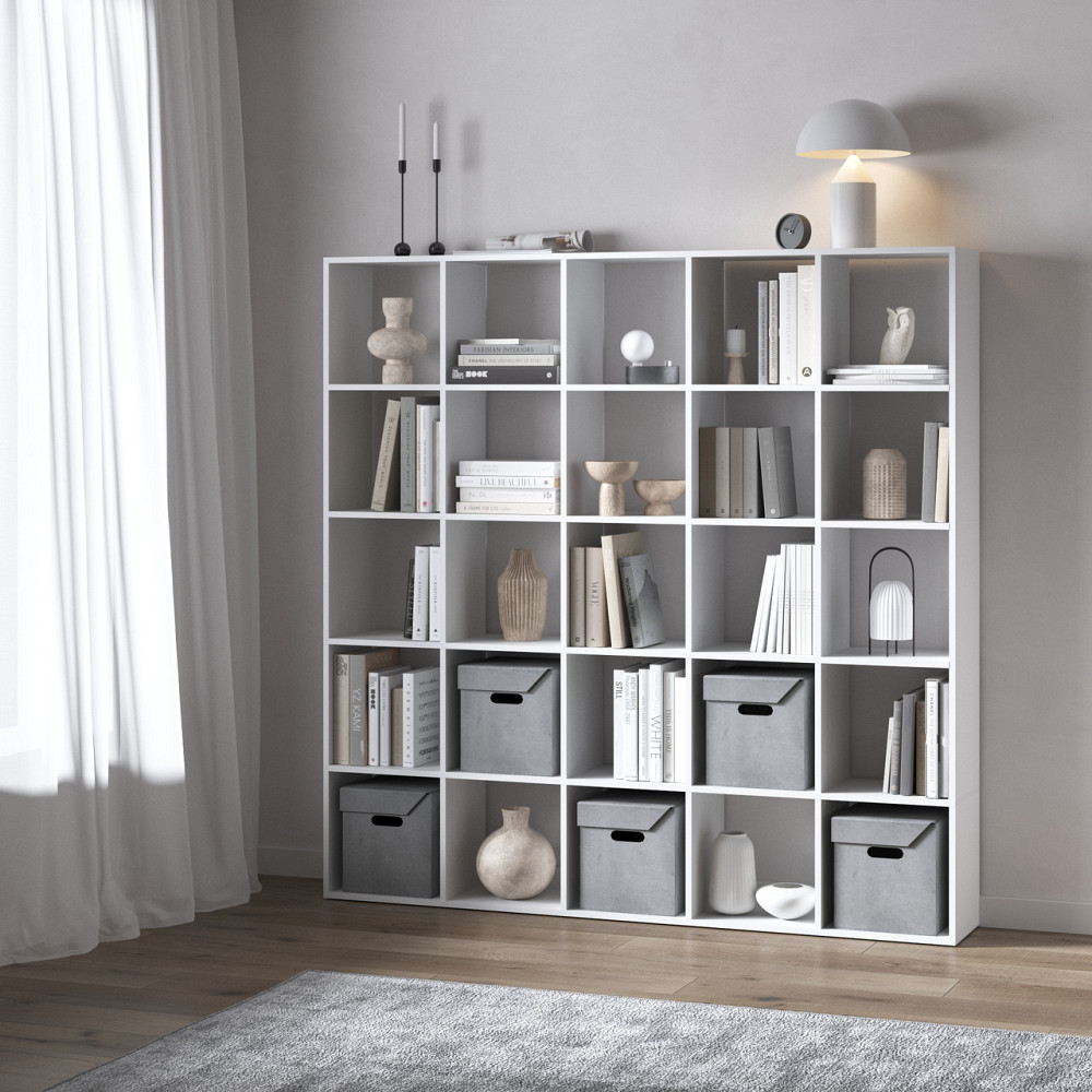 Стеллаж VAYS M-4, книжная полка с 25 ячейками, ЛДСП, 178×29×178 см – для дома, офиса, детской или гостиной Львов - изображение 1