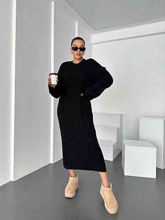 Жіноче тепле плаття міді вільного крою машина в'язка Чорний Одеса