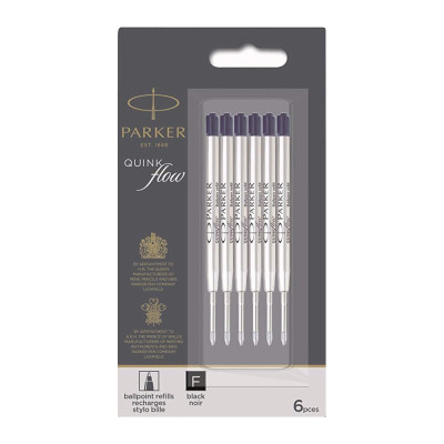 Стержень кульковий Parker набір QuinkFlow черний F блистер 6шт (10 231BK6) Вінниця - фото 1