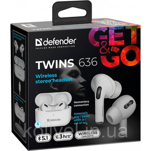 Навушники з мікрофоном Defender Twins 636 Pro TWS, Bluetooth, білі (63636) Киев - изображение 8