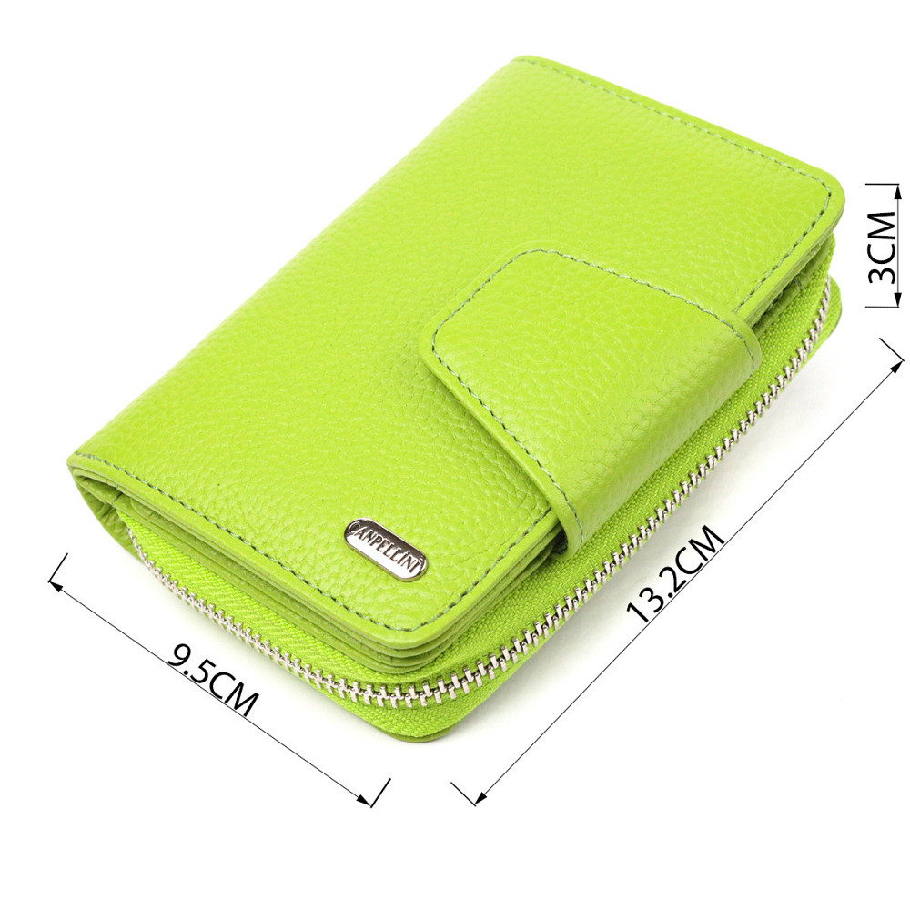 Вертикальное яркое портмоне с монетницей на молнии из натуральной кожи флотар CANPELLINI 21603 Салатовое Киев - изображение 3