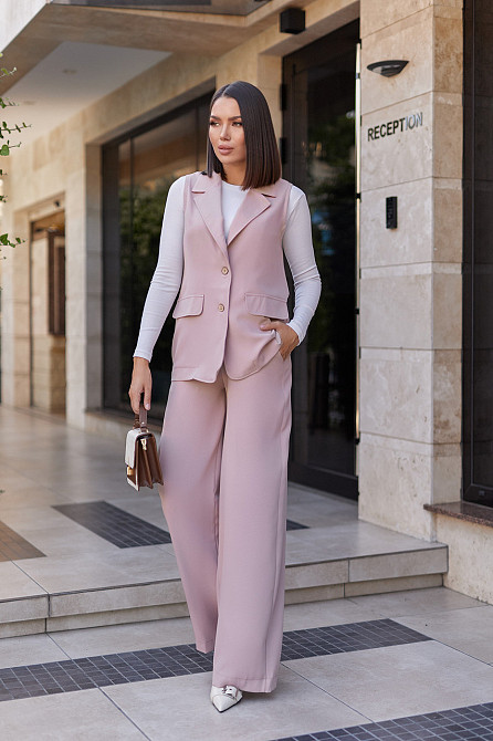 Жіночий брючний костюм з жилетом "Rakel" | Батал Бежевий, 54-56 Київ - фото 1