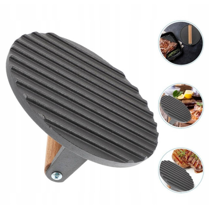 Пресс для мяса чугунный с деревянной ручкой 1,5 кг Ø20 см GRILLI 777185 Код: 012708 Ровно - изображение 4