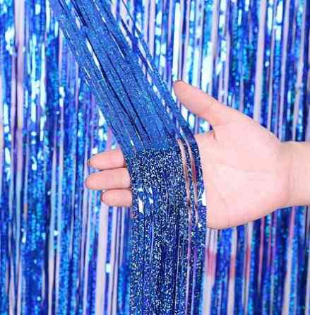 Дощик для фотозони з голограмою прикраса 245 см на 92 см синій Київ