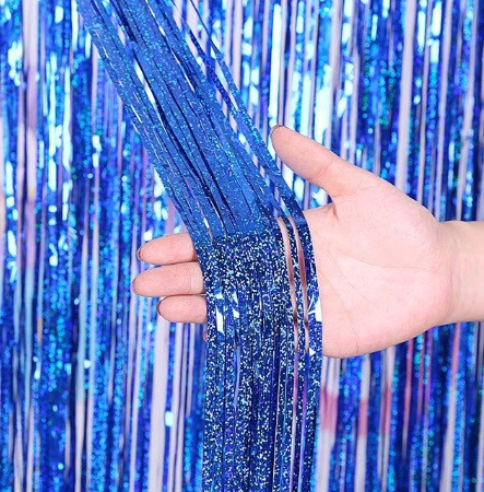 Дощик для фотозони з голограмою прикраса 245 см на 92 см синій Київ - фото 1