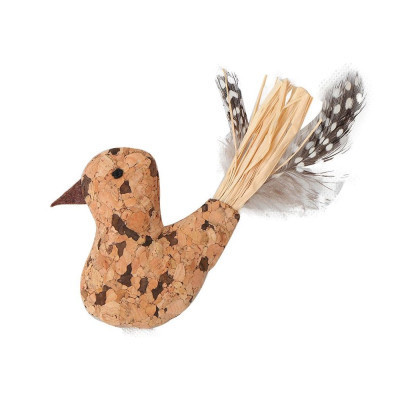 Игрушка для кошек Eastland Птичка с кошачьей мятой из натуральной пробки и плюша 7х6.5 см (6970115703070) Винница - изображение 1