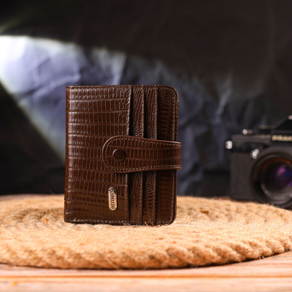 Фактурний гаманець для чоловіків з натуральної шкіри CANPELLINI 21691 Коричневий Київ - фото 6