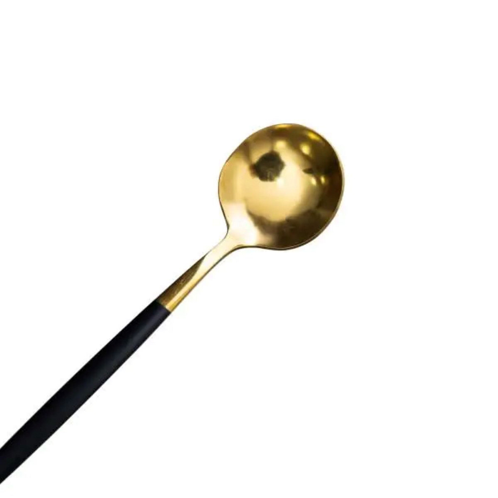 Yiwu Набір чайних ложок 6 штук чайні ложки з нержавіючої сталі 12.9 см Чорний з золотом HP-20-5 Київ - фото 3