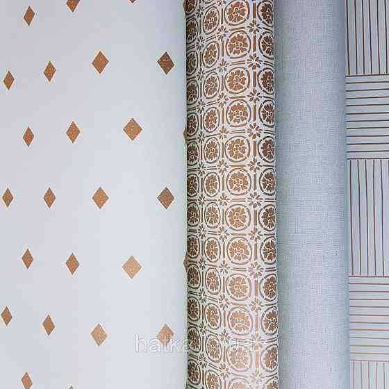 Шпалери вінілові на флізелін Caselio Mystery 0.53х10 м дитячі геометрія яскраві ромби золотисті на салатовому Київ