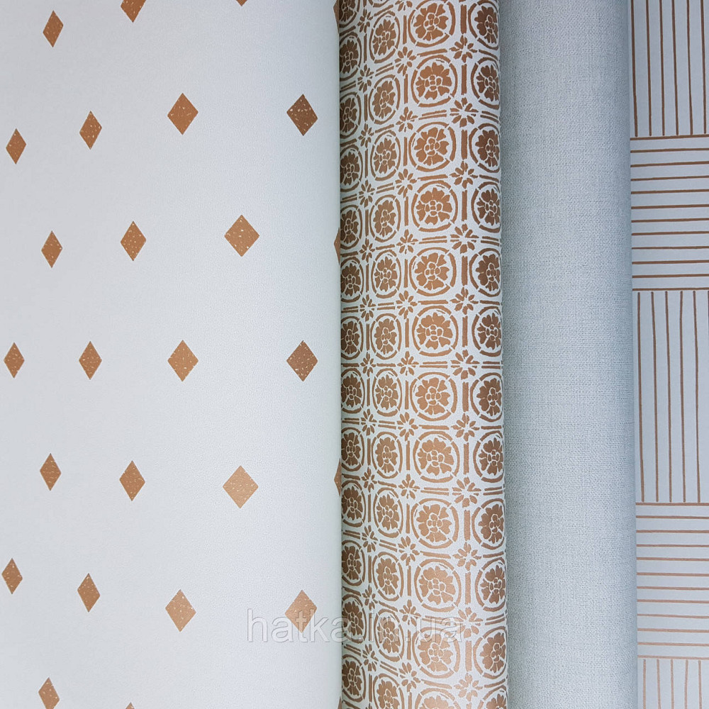 Шпалери вінілові на флізелін Caselio Mystery 0.53х10 м дитячі геометрія яскраві ромби золотисті на салатовому Київ - фото 2