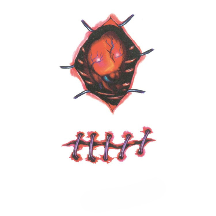 Тату наклейки для Хелловіну 10 на 6 см червоний Київ - фото 1