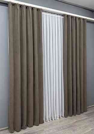 Комплект готових штор VR-Textil Мікровелюр Petek YL № 1707ш Какао 150х295 см 2 шт (33-0606) Київ