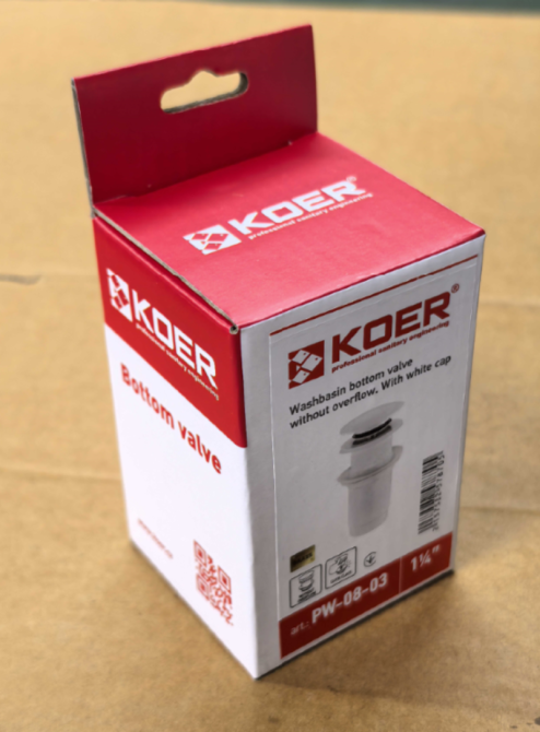 Донный клапан для раковины Koer PW-08-03 1 1/4'' без перелива автоматический СLICK-СLACK (Цвет белый) (KR5787) Киев - изображение 8