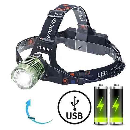 Ліхтар налобний Police BL-2189-T6, універсальний із зарядкою USB, з оптичним зумом Бровари