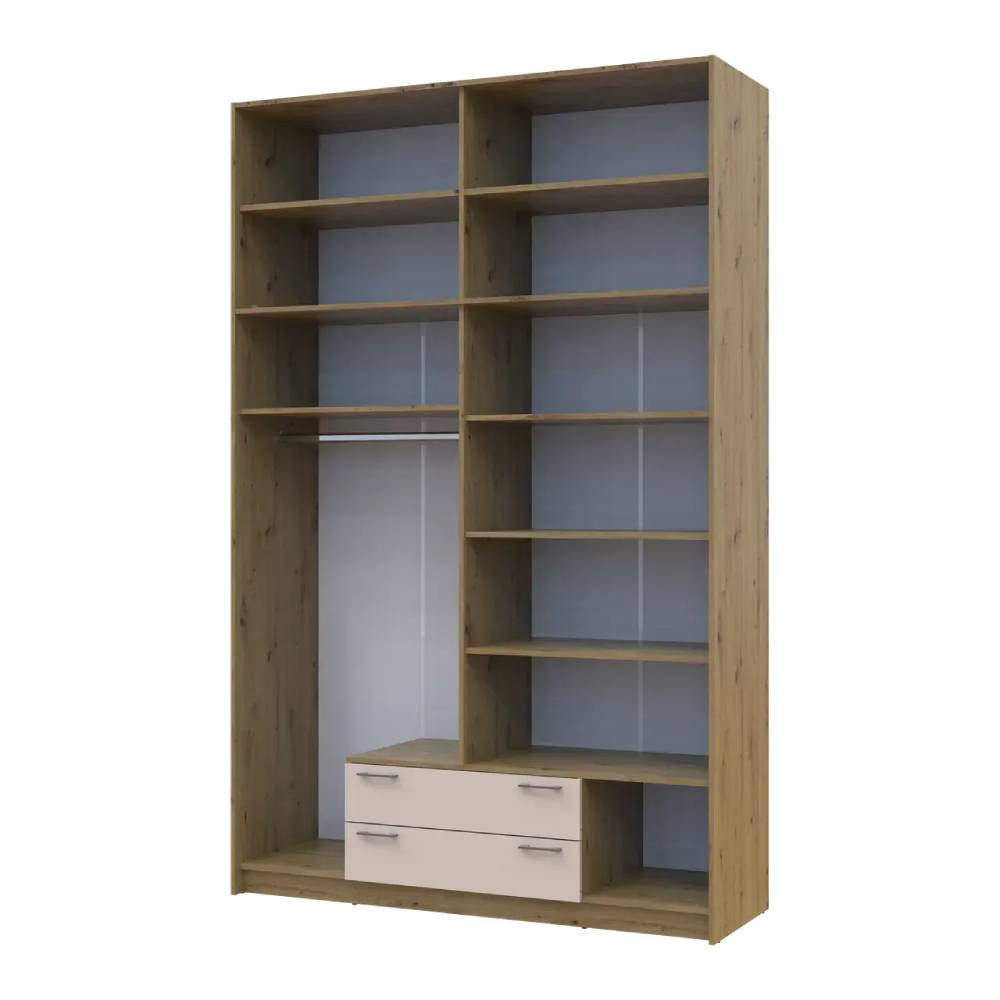 Шкаф для одежды Doros Ронди с высокой антресолью и зеркалом Дуб Артизан/Кашемир 4 ДСП 160х52х260 (DRS-011880) Львов - изображение 4