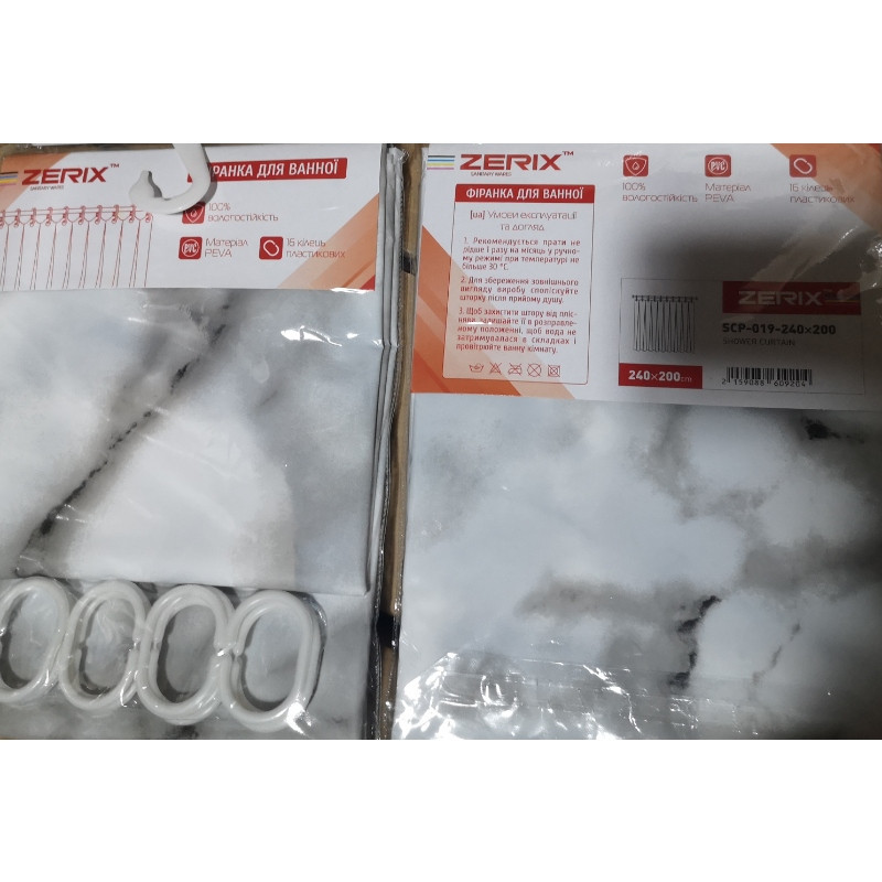 Шторка-фиранка для ванной Zerix SCP-019-240x200 из PEVA (полиэтиленвинилацетата) длинная широкая (Узор 