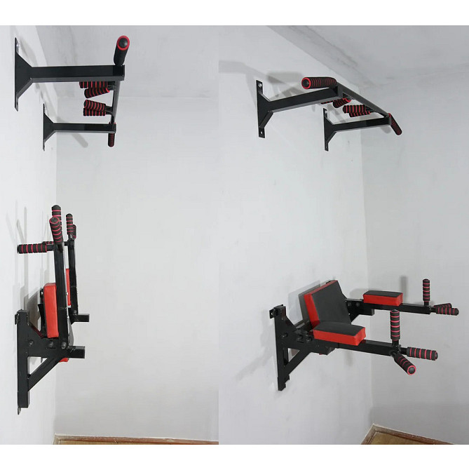 Комплект турнік бруси і прес настінні підйомні складні для дому Білий Київ - фото 6