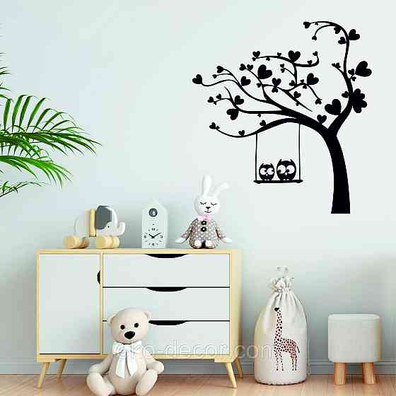 Декоративное настенное Панно «Совы на ветке», Декор на стену 90*66 см, Черный Киев