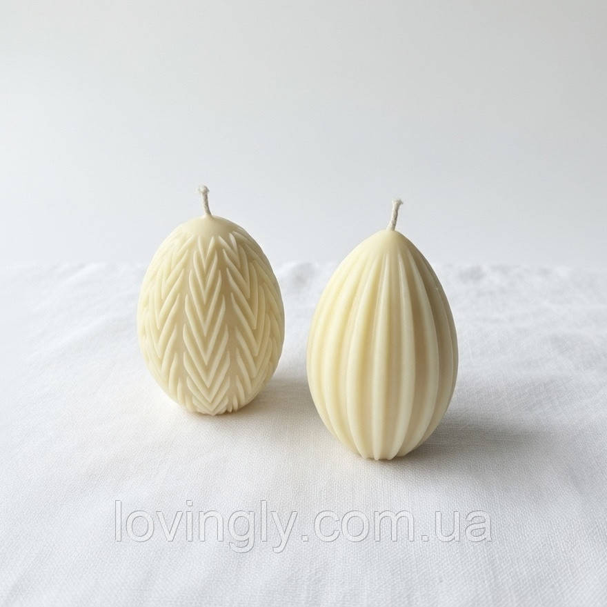 Свеча в форме яйца - ручная работа, натуральный воск, 66 мм цвет молочный Ирпень - изображение 4