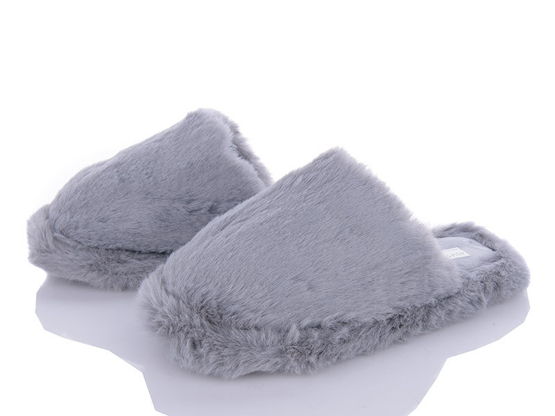 Тапочки женские домашние теплые закрытые меховые серый 36/37 - 22.5 см Одесса - изображение 1