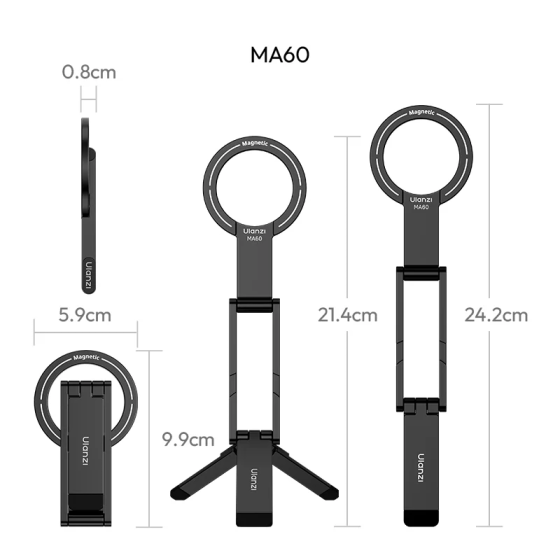 Держатель для телефона Ulanzi MA60 Foldable Magnetic Phone Tripod (Silver) Одесса
