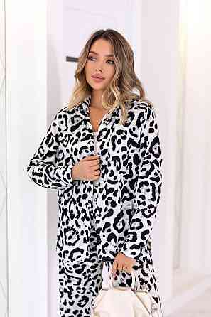 Жіночий легкий прогулянковий костюм: сорочка та штани американський креп Чорно-білий, 42/44 Одеса