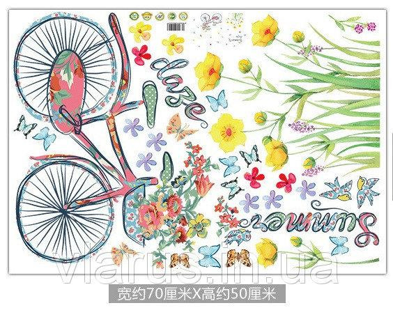 Декоративна наклейка на стіну Квіти та велосипед Київ - фото 3