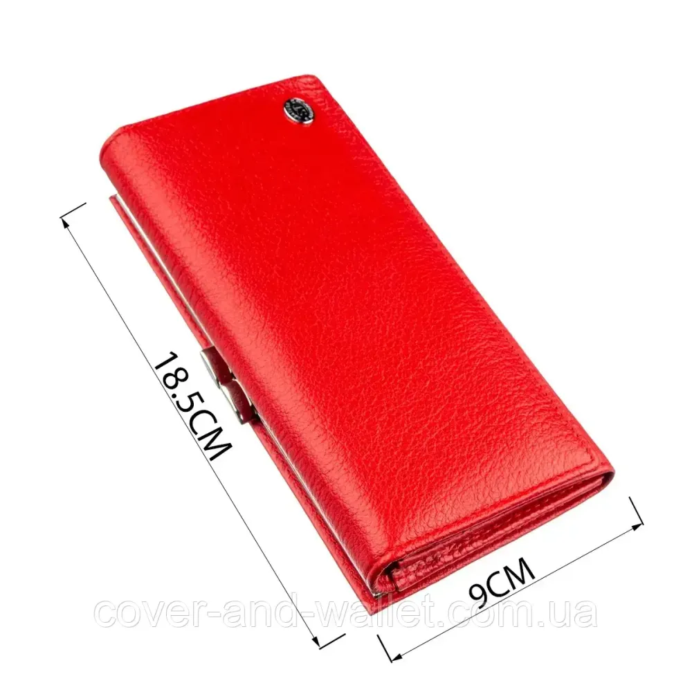 Класичний жіночий гаманець із монетницею зовні червоного кольору ST Leather 1518 Київ - фото 2