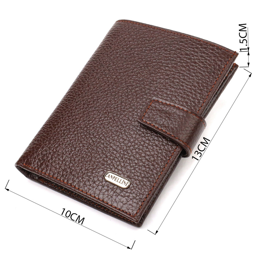 Удобный вертикальный мужской кошелек среднего размера из натуральной кожи флотар CANPELLINI 21737 Коричневый Киев - изображение 3