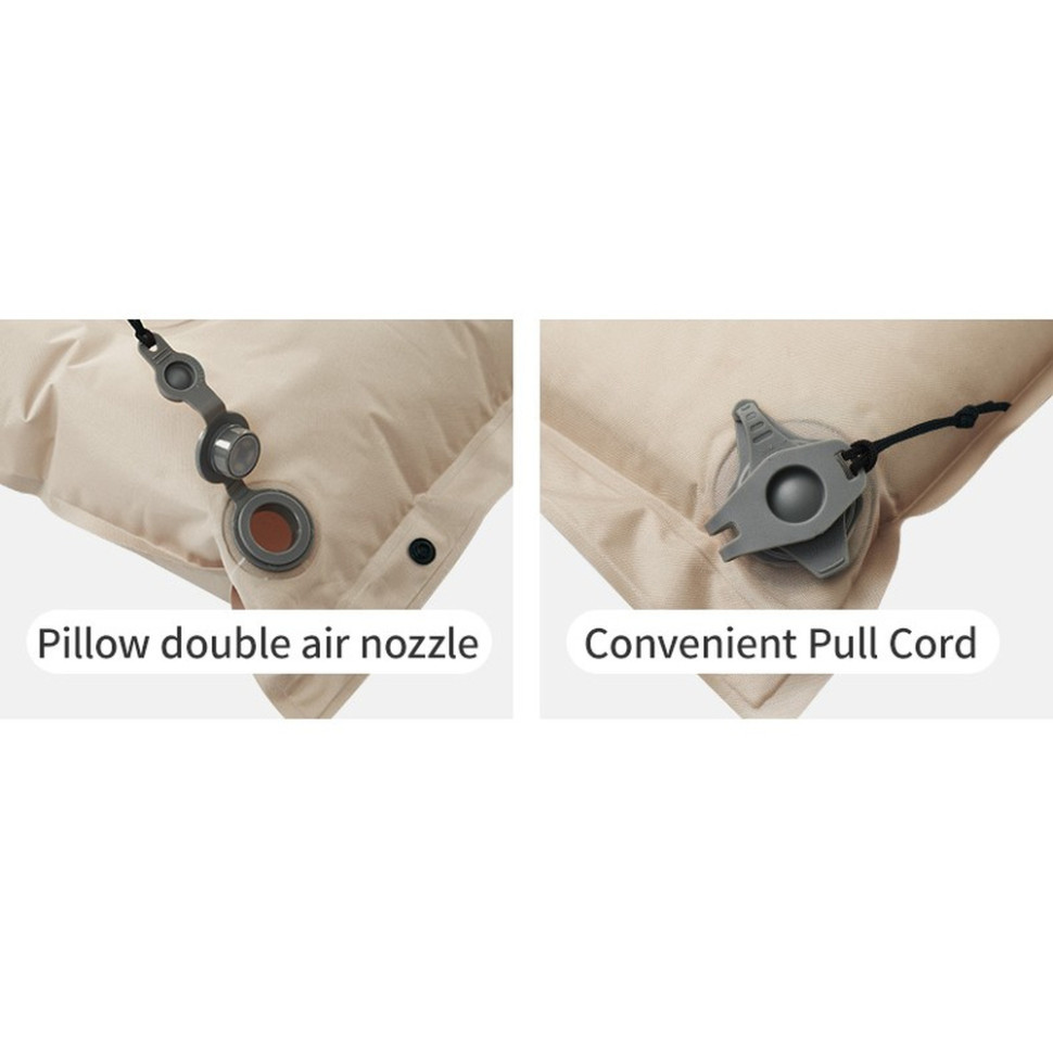 Матрац туристичний із подушкою, самонадувний двомісний Naturehike CNK2550WS025, вологостійкий, 200х130х3 см, бежевий Київ - фото 7