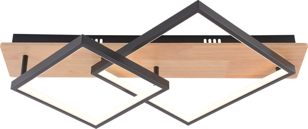 VALESO Люстра стельова світлодіодна VALESO /2 з пультом, LED 47W, димер, Чорний+Дерево Коломия - фото 4